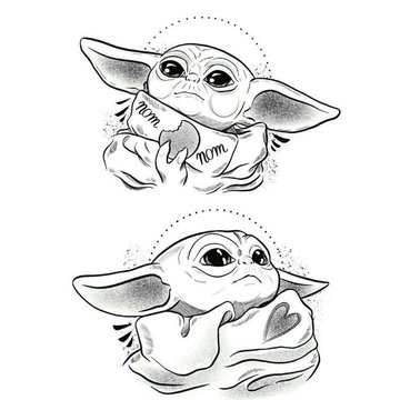 Yoda Tattoo Skizze