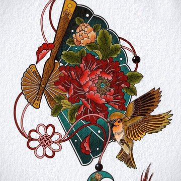 Fächer Tattoo