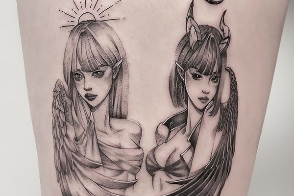 Engel und Teufel-Tattoos