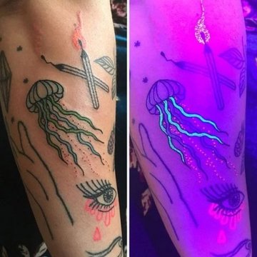 Arm Tattoo mit UV-Effekt